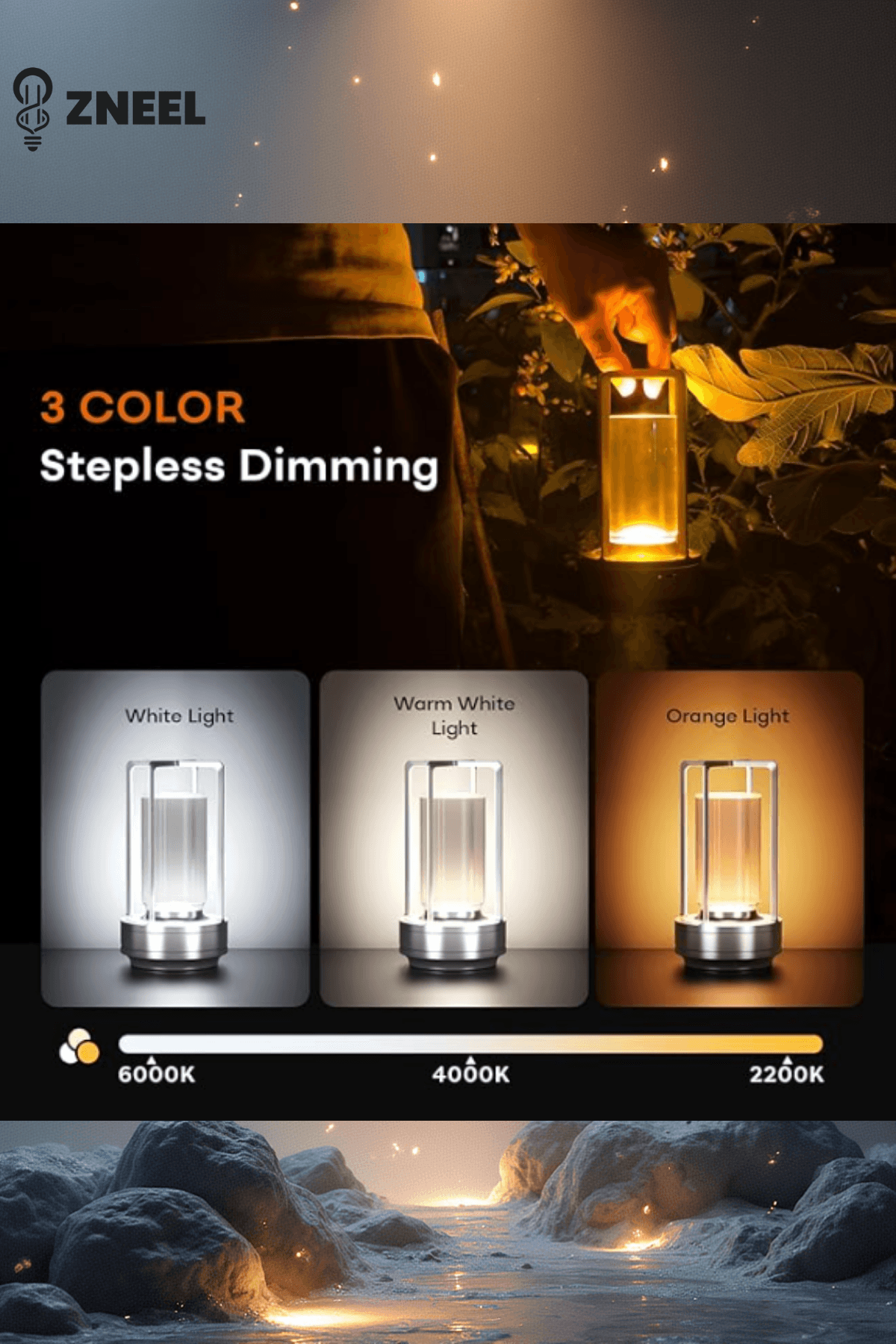 Premium Şarjlı Masa Lambası–3 Işık Modu, Type-C, Dimlenebilir, 8 Saat Çalışma–Dekoratif Lamba - Küçük 6