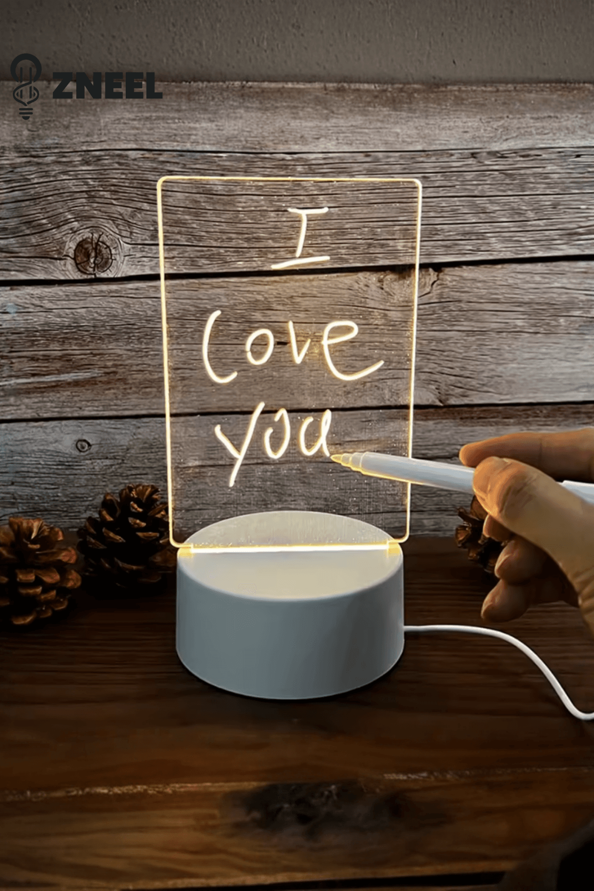 Neon Etkili LED Yazı Tahtalı Gece Lambası – 5V, 5 LED, Silgili Not Panosu