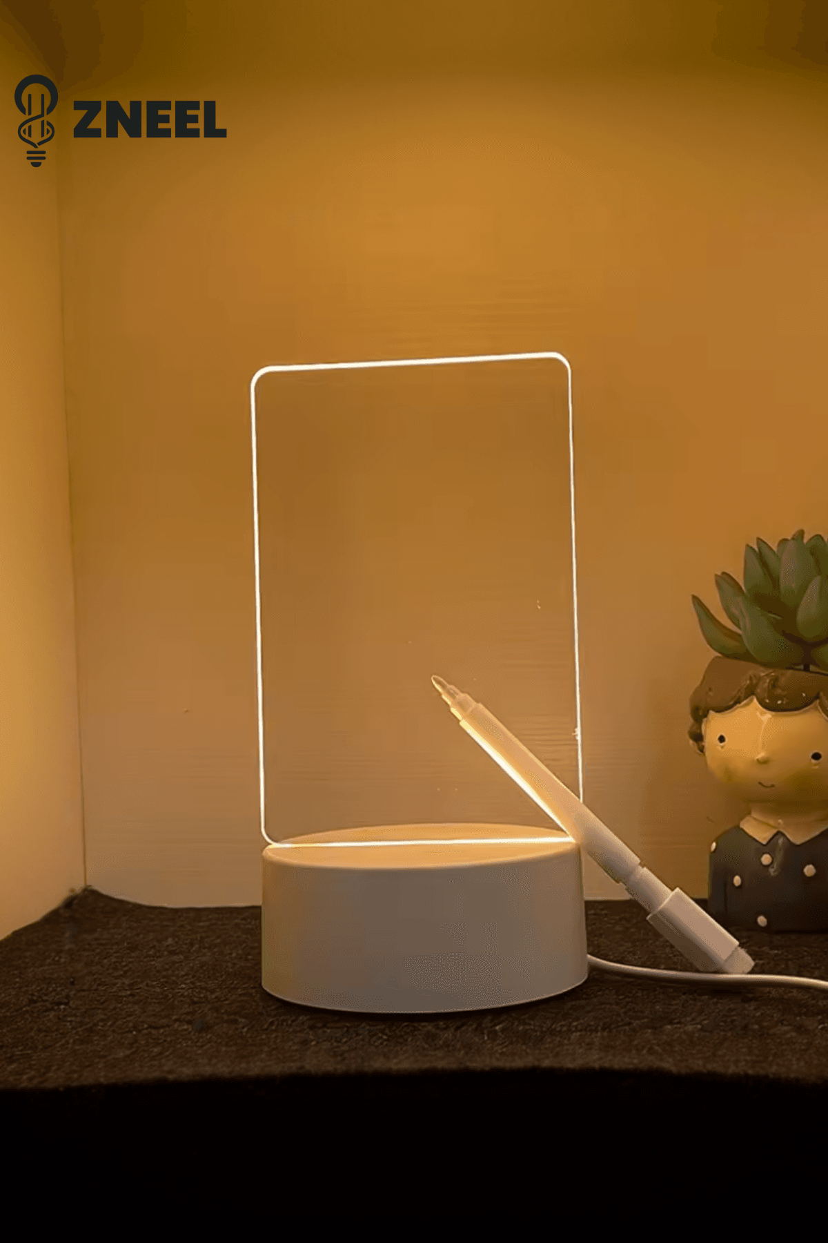 Neon Etkili LED Yazı Tahtalı Gece Lambası – 5V, 5 LED, Silgili Not Panosu - Küçük 7