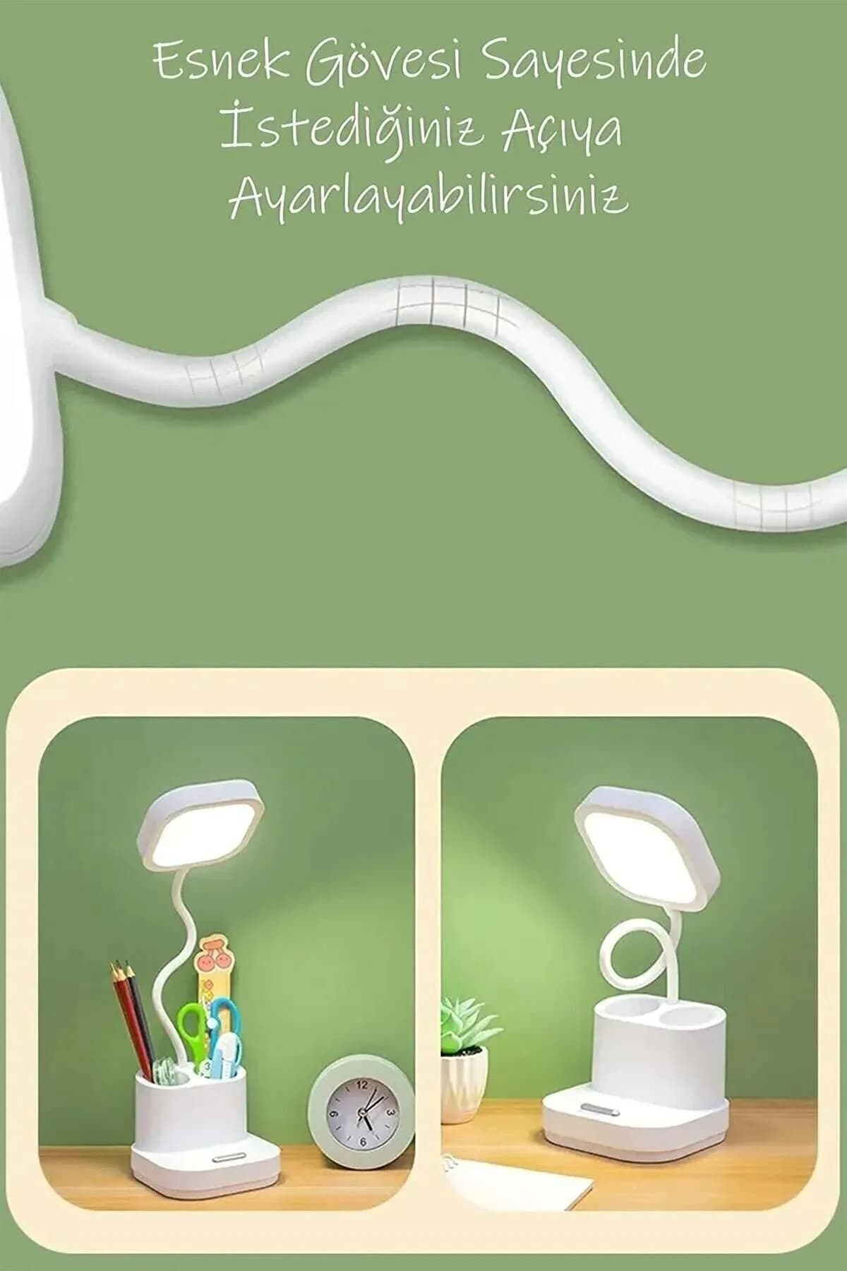 Şarjlı Masa Lambası 3 Renk Dokunmatik Telefon Standlı Kademeli Okuma Işığı Gece Lambası - Küçük 4