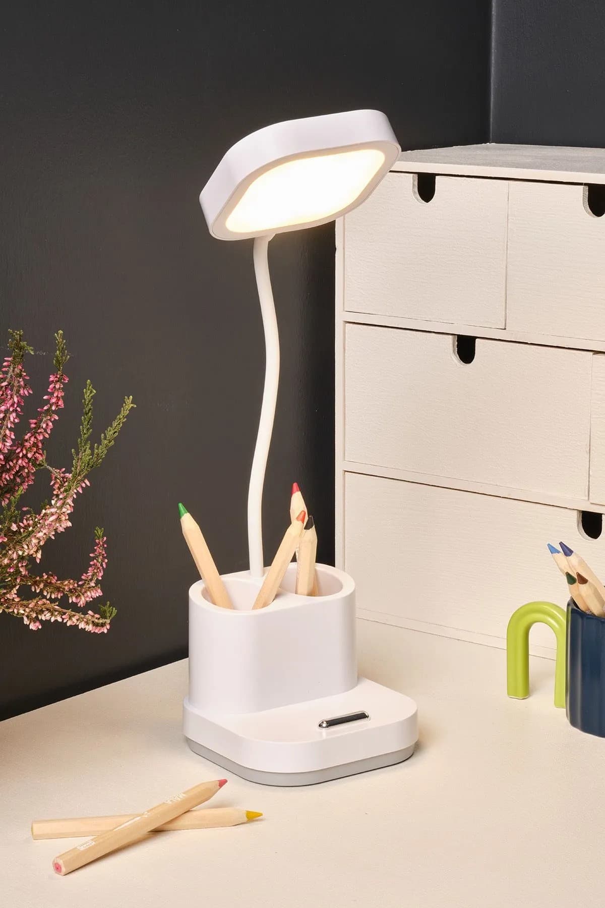 Şarjlı Masa Lambası 3 Renk Dokunmatik Telefon Standlı Kademeli Okuma Işığı Gece Lambası