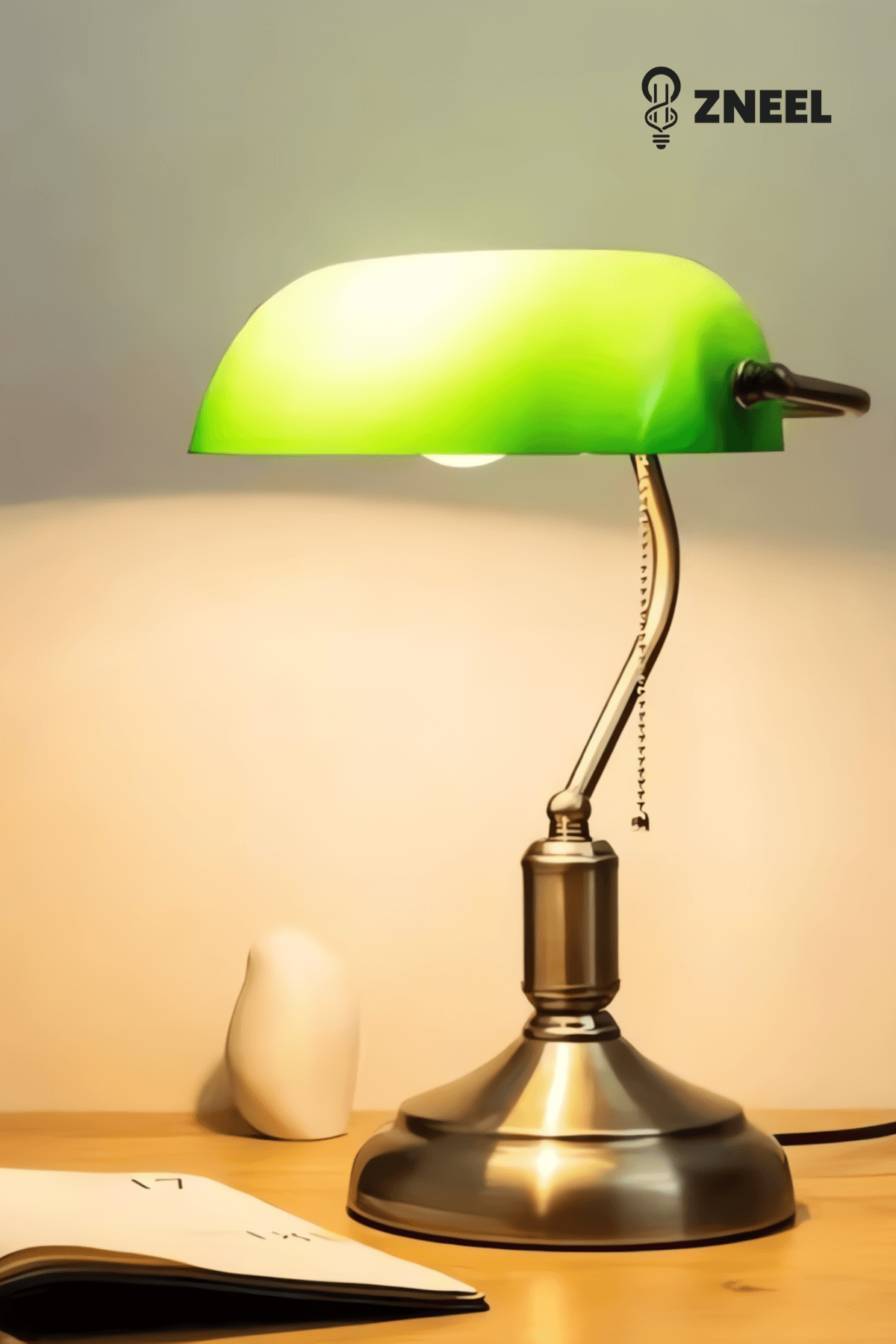 Banker Masa Lambası – Dinamik Oynar Başlık, Sağlam Taban, Cam Başlıklı Pirinç Kaplama - Küçük 7