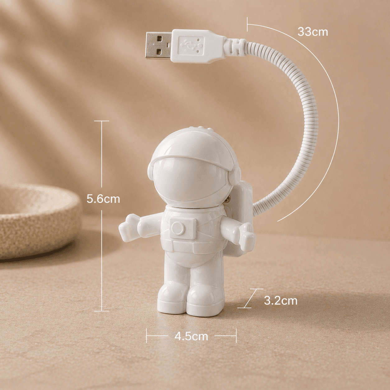 Astronot LED Lamba | USB Şarjlı Esnek Kablolu Mini Lamba - Küçük 6