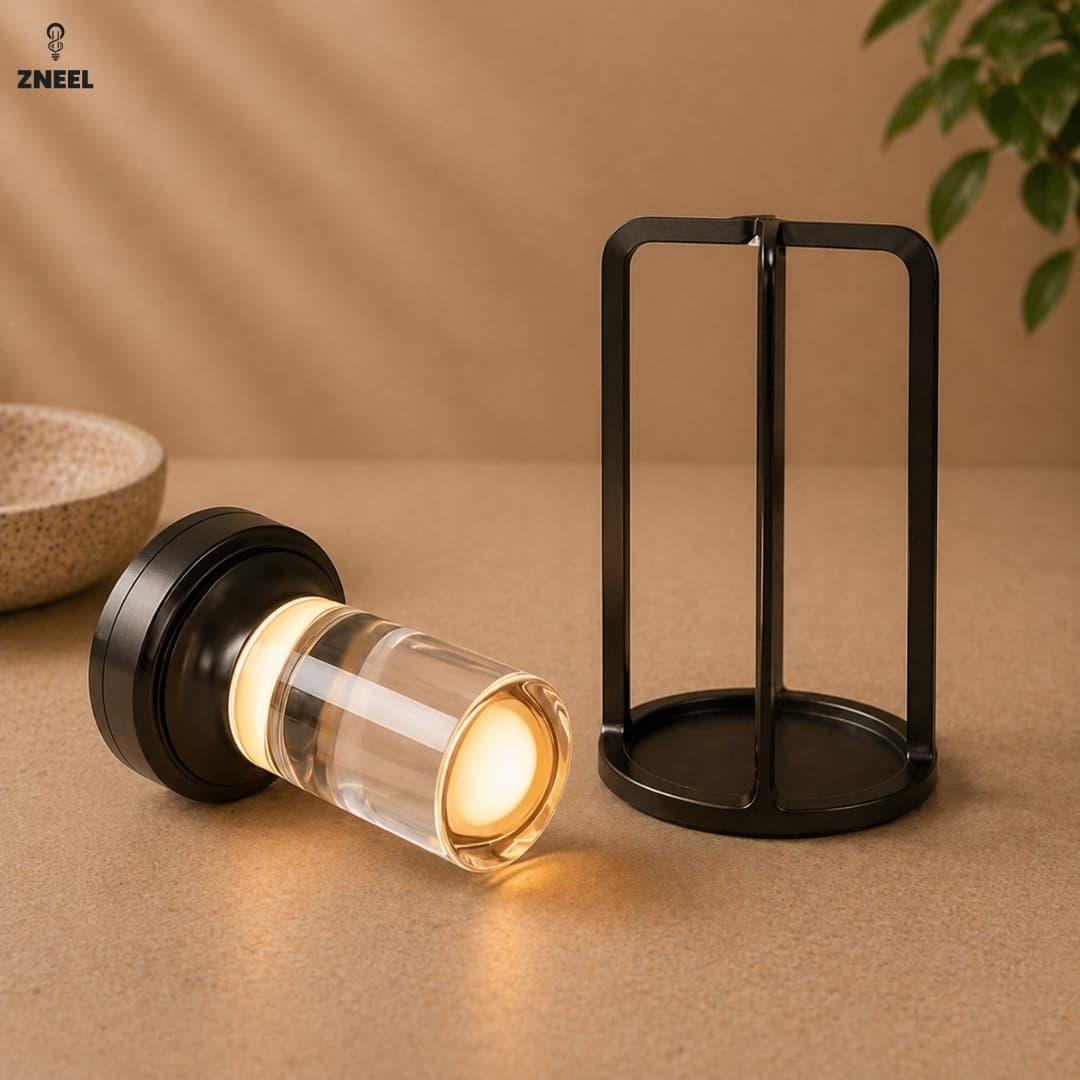 Kristal Masa Lambası | Şarjlı, Dokunmatik, 3 Işık Modlu LED Dekoratif Lamba - Küçük 2