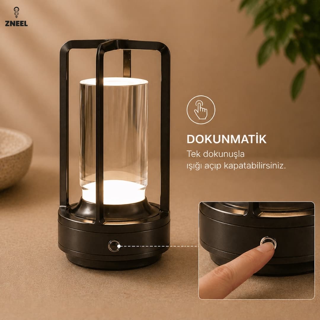 Kristal Masa Lambası | Şarjlı, Dokunmatik, 3 Işık Modlu LED Dekoratif Lamba - Küçük 4