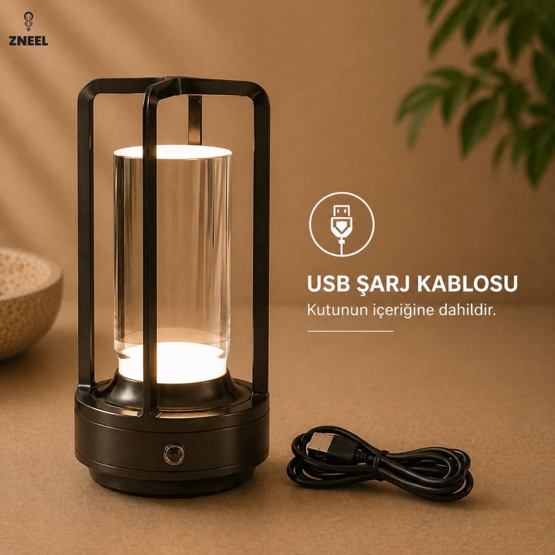 Kristal Masa Lambası | Şarjlı, Dokunmatik, 3 Işık Modlu LED Dekoratif Lamba - Küçük 7