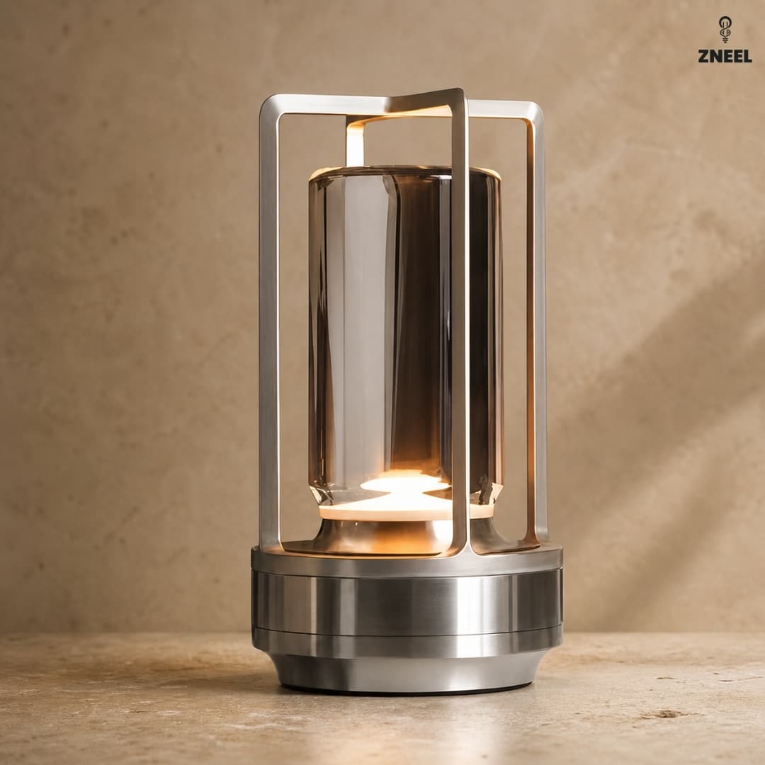 Kristal Masa Lambası (Gümüş) | Şarjlı, Dokunmatik, 3 Işık Modlu LED Dekoratif Lamba - Modern Masa Lambası & Aydınlatma
