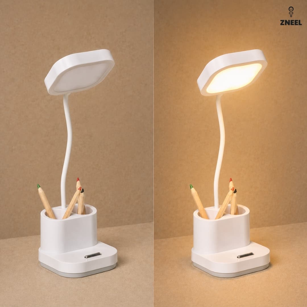Kalemlikli Masa Lambası | Telefon Standlı, Dokunmatik, Şarjlı LED Masa Lambası - Küçük 3