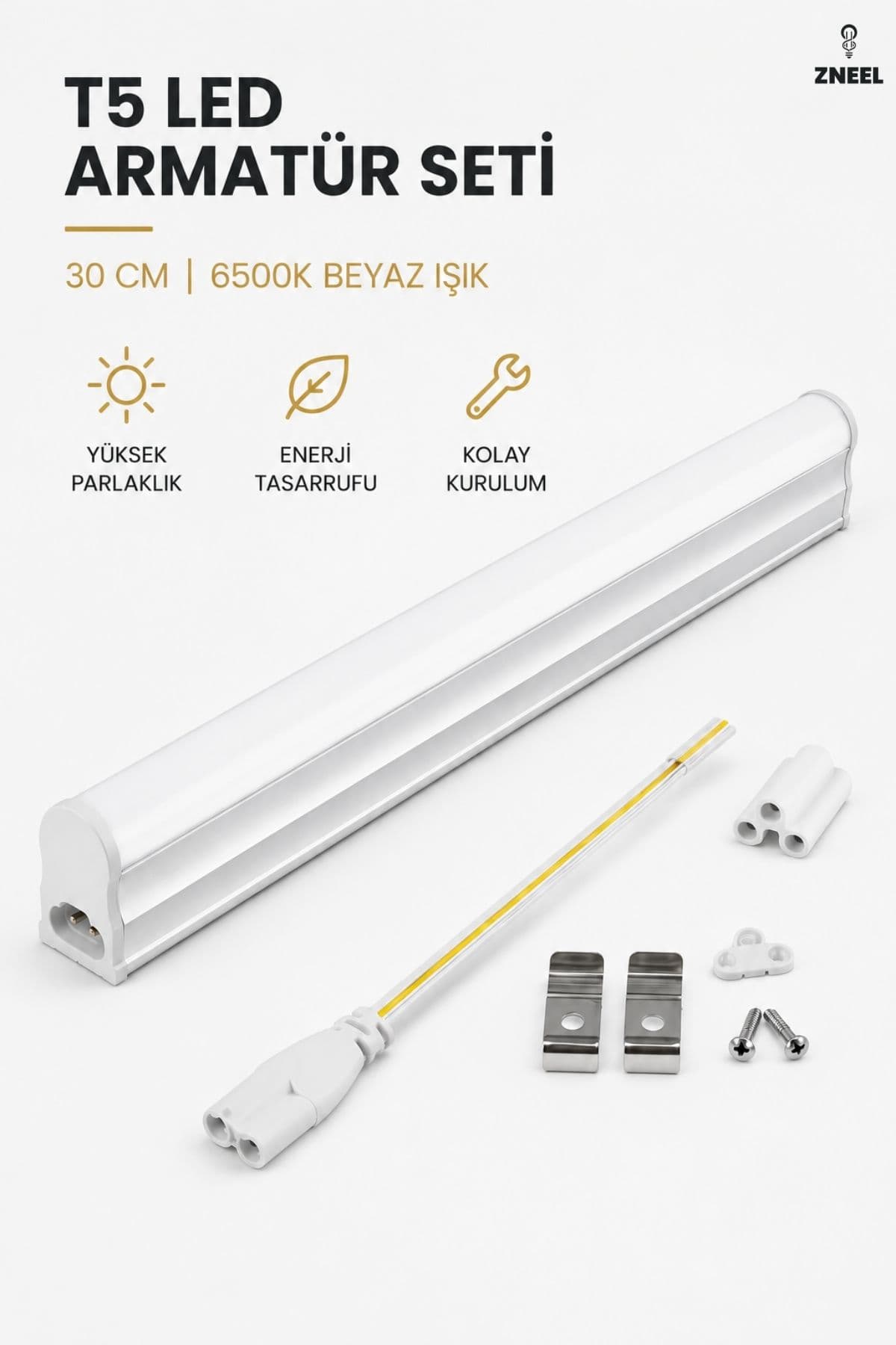 30 CM T5 LED Armatür | Güçlü 6500K Beyaz Işık - Modern Masa Lambası & Aydınlatma