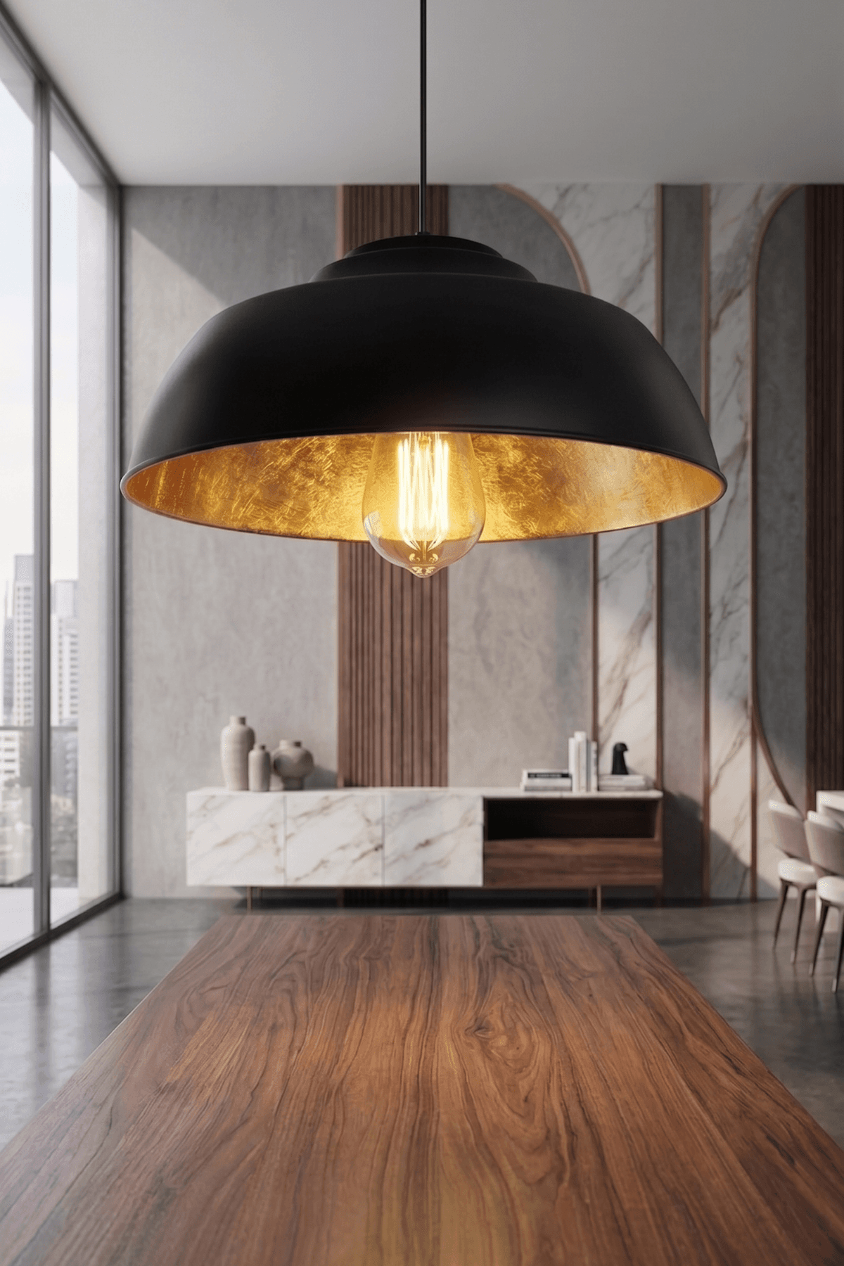 Modern Siyah&Gold Avize Sarkıt Lamba 60 cm Ayarlanabilir Kablo Boyu Rustik Ampul Hediyeli - Küçük 4