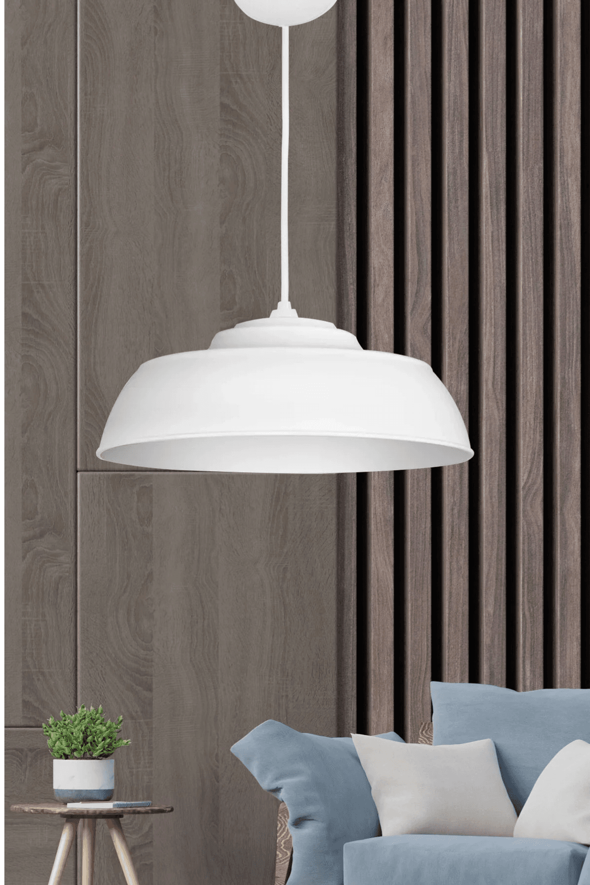 Modern Beyaz Avize Sarkıt Lamba 60 cm Ayarlanabilir Kablo Boyu Rustik Ampul Hediyeli